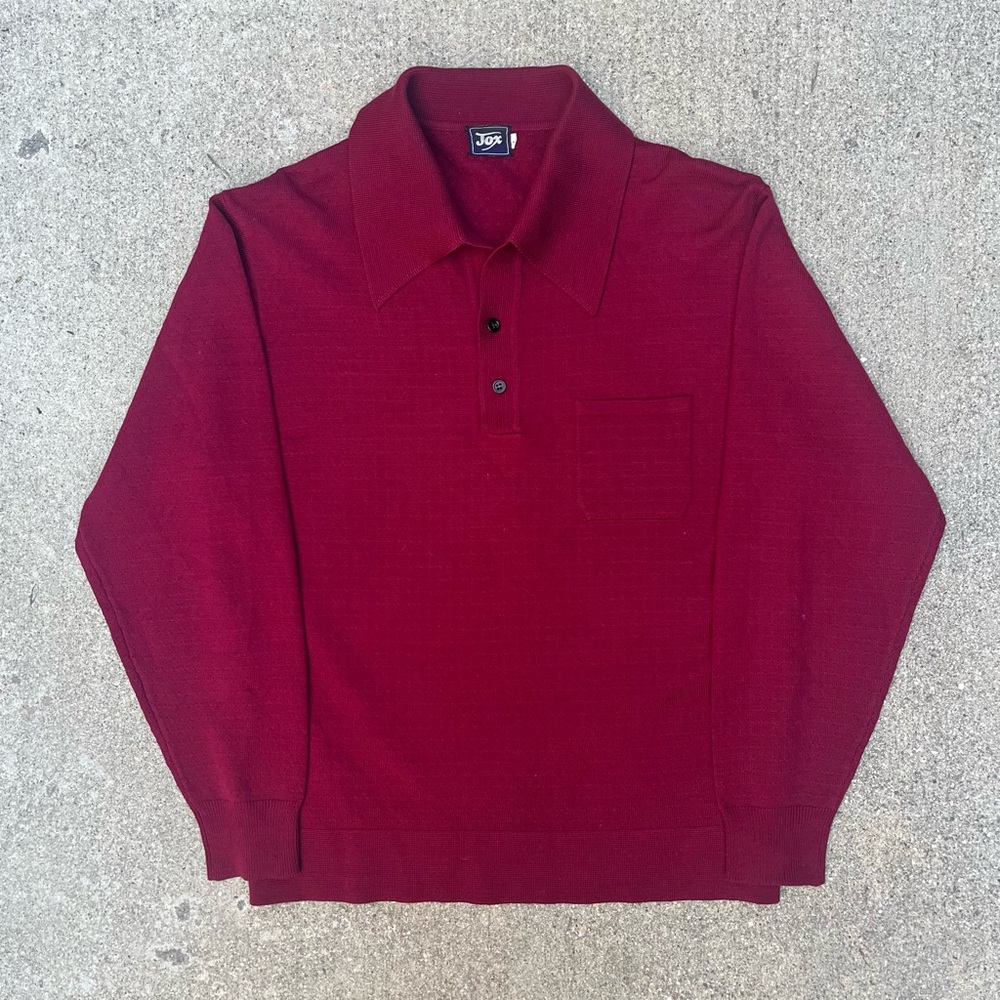 Vintage burgundy long sleeve polo shirt